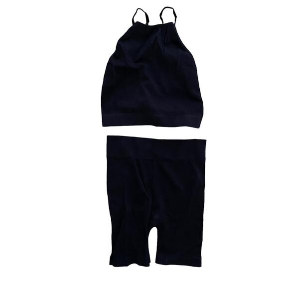 Kimberly C Ribbed Tank Bike Short Set Black Size Small - Picture 1 of 4